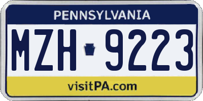 PA license plate MZH9223
