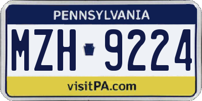PA license plate MZH9224