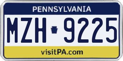 PA license plate MZH9225