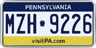 PA license plate MZH9226