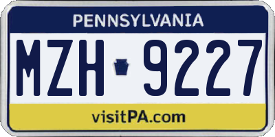 PA license plate MZH9227
