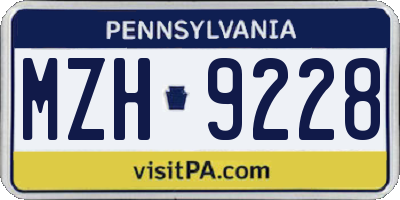 PA license plate MZH9228
