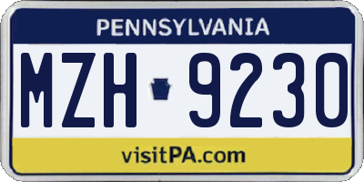 PA license plate MZH9230