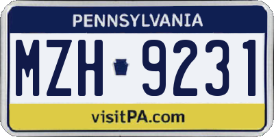 PA license plate MZH9231