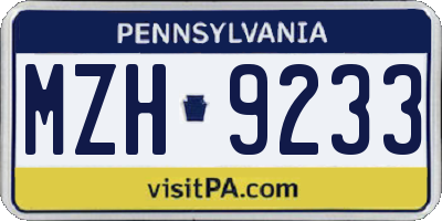 PA license plate MZH9233
