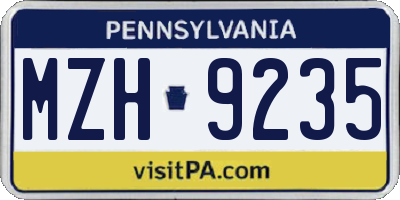 PA license plate MZH9235