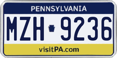 PA license plate MZH9236