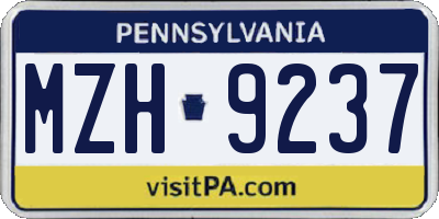 PA license plate MZH9237