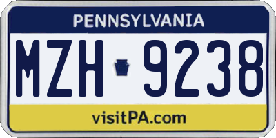 PA license plate MZH9238