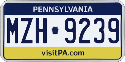 PA license plate MZH9239