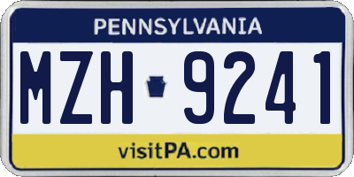 PA license plate MZH9241