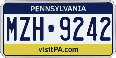 PA license plate MZH9242