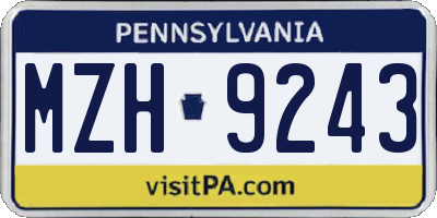 PA license plate MZH9243