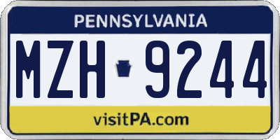 PA license plate MZH9244