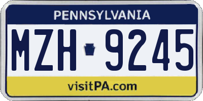 PA license plate MZH9245