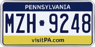 PA license plate MZH9248