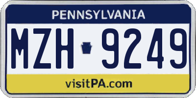 PA license plate MZH9249
