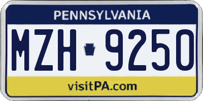 PA license plate MZH9250