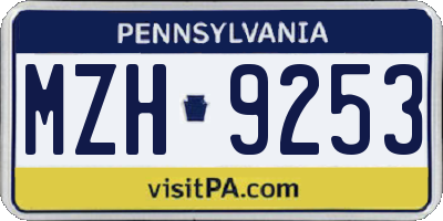 PA license plate MZH9253