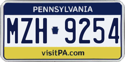 PA license plate MZH9254