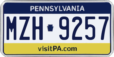 PA license plate MZH9257