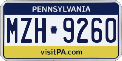 PA license plate MZH9260