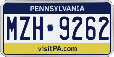 PA license plate MZH9262