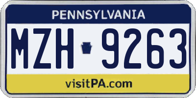 PA license plate MZH9263