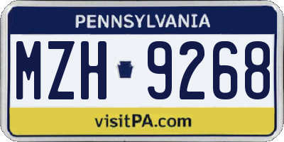 PA license plate MZH9268