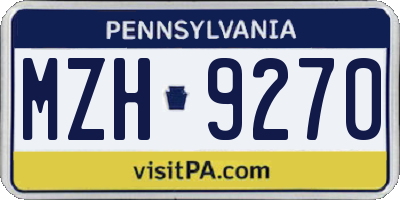 PA license plate MZH9270