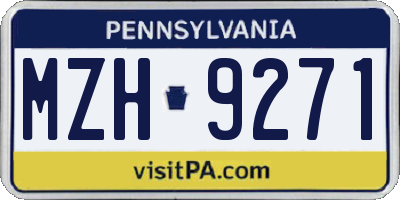 PA license plate MZH9271
