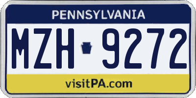 PA license plate MZH9272