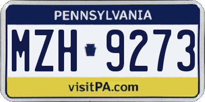 PA license plate MZH9273