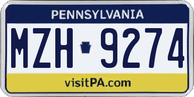 PA license plate MZH9274