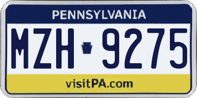 PA license plate MZH9275