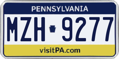 PA license plate MZH9277