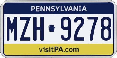 PA license plate MZH9278