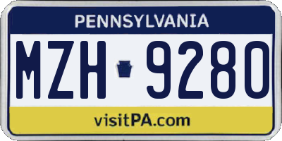 PA license plate MZH9280