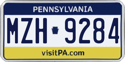 PA license plate MZH9284