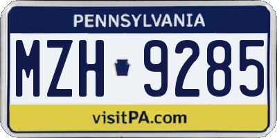 PA license plate MZH9285