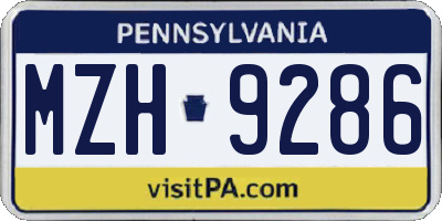 PA license plate MZH9286
