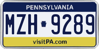 PA license plate MZH9289