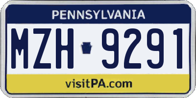 PA license plate MZH9291