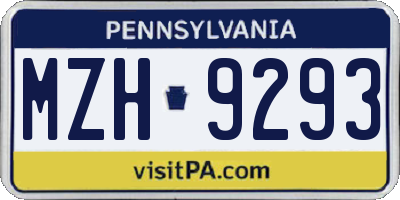 PA license plate MZH9293