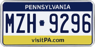 PA license plate MZH9296