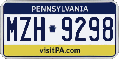 PA license plate MZH9298