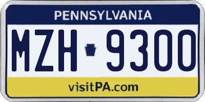 PA license plate MZH9300