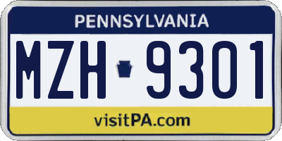 PA license plate MZH9301