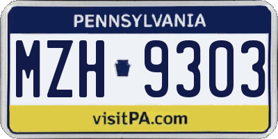 PA license plate MZH9303