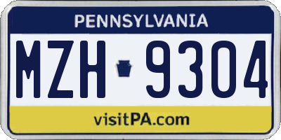 PA license plate MZH9304